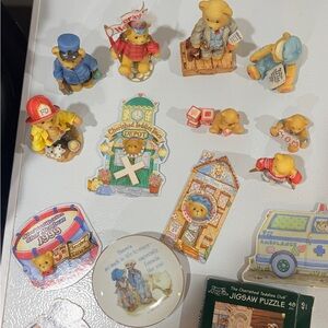 Lot of Cherished Teddies Collectible Members ONly teddies with pins & puzzle